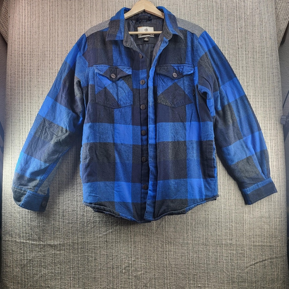 Legendary Whitetails Shirt Jacket Mens Medium Blue Plaid‎ Flannel Quilted